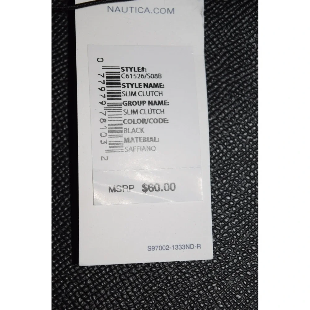 Nautica Slim Clutch Wallet Women OS Black NEW Saffiano Snap Card Slots